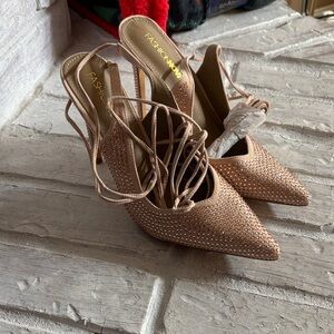 Fashion Nova Tan Strappy Heels